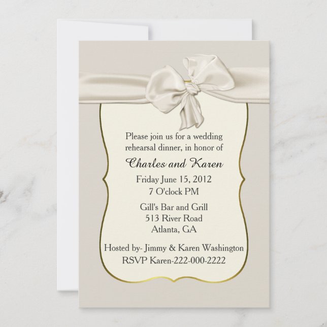 Invitación de marfil elegante del ensayo de la (Anverso)