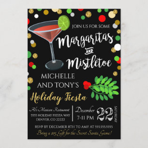 Invitación De Margaritas Y Navidades Mistletoe