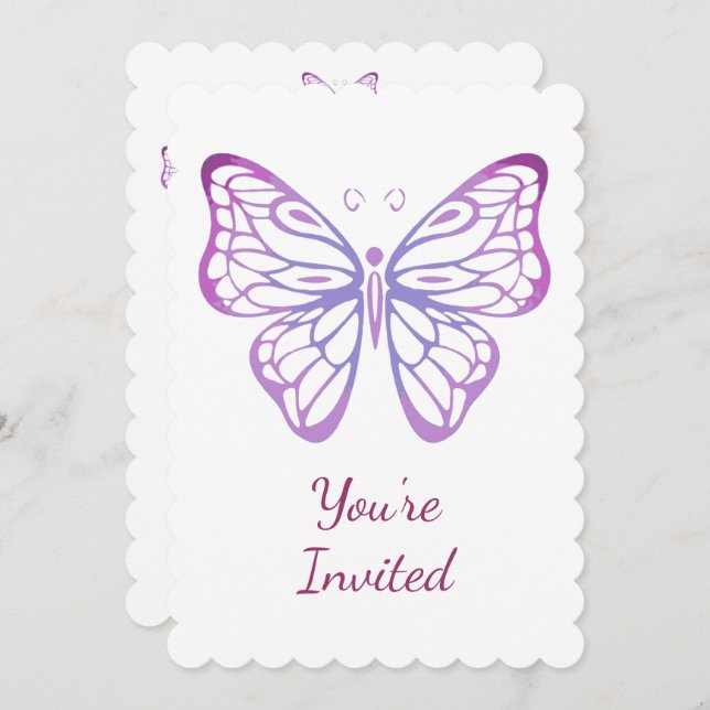 Invitación de mariposa acuarela para fiesta de cum (Anverso / Reverso)