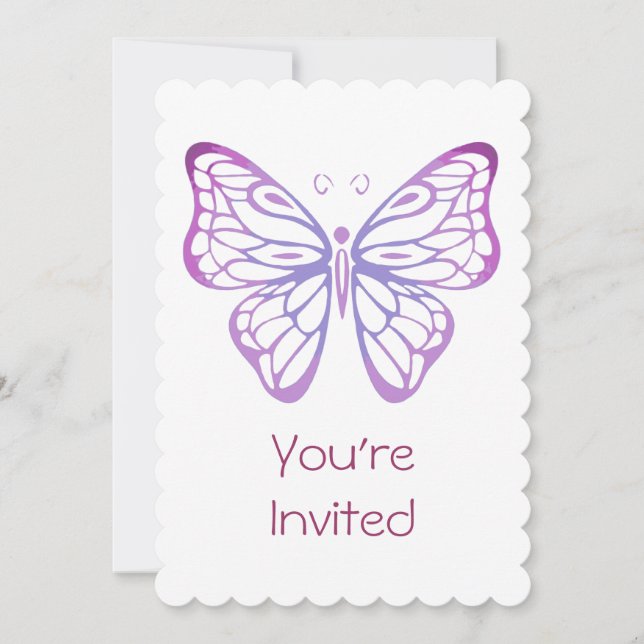 Invitación de mariposa acuarela para fiesta de cum (Anverso)