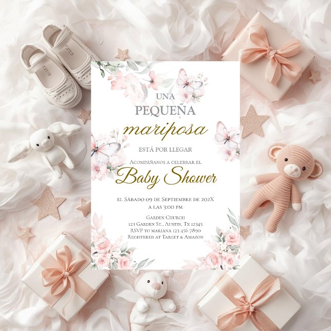Invitación de Mariposa Baby Shower en español (Subido por el creador)