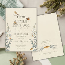 Invitación de Mariposa Boho Flor Silvestre Pequeño