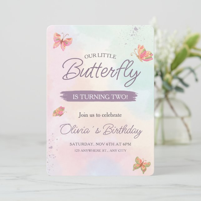 Invitación de mariposa, Cumpleaños de mariposas pa (Anverso de pie)