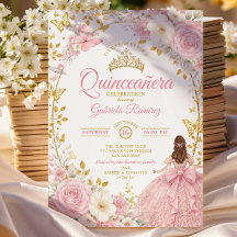 Invitación de Mariposa Dorada Quinceañera Rosa Son