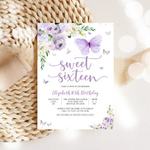 Invitación de Mariposa Floral para Cumplir Diecisé