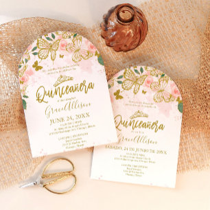 Invitación de mariposa Quinceañera bilingüe