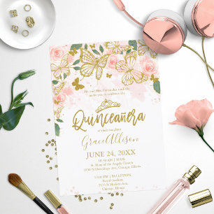 Invitación de mariposa Quinceañera bilingüe 