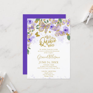 Invitación de mariposa Quinceanera texto en inglés