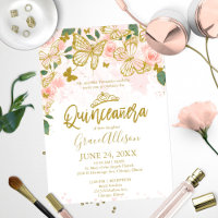 Invitación de mariposa Quinceanera texto en inglés