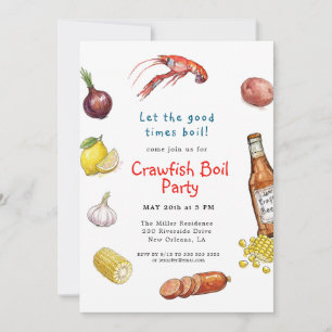 invitación de mariscos para hervir cangrejos de ve