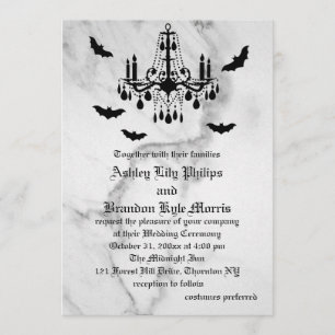 Invitación de mármol de la boda de Halloween