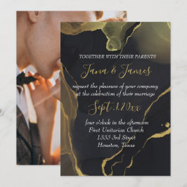 invitación de Mármol negro y oro
