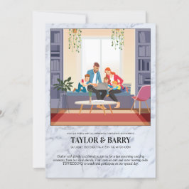 Invitación de mármol para ducha de boda virtual