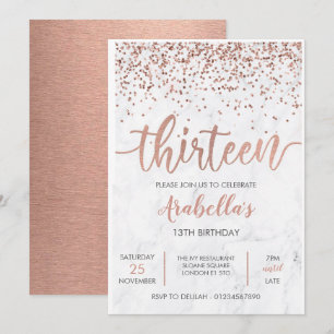 invitación de mármol rosa dorado 13º