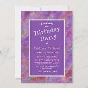 Invitación de mármol rosa y púrpura