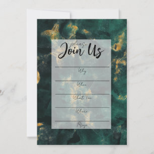 Invitación de mármol verde esmeralda para rellenar