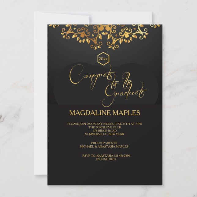 Invitación de Marquee Dorada (Anverso)