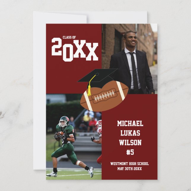 Invitación de marrón deportivo de graduación de fú (Anverso)