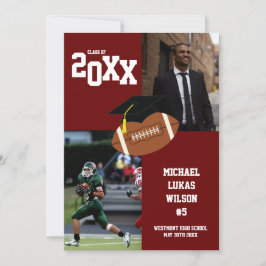 Invitación de marrón deportivo de graduación de fú