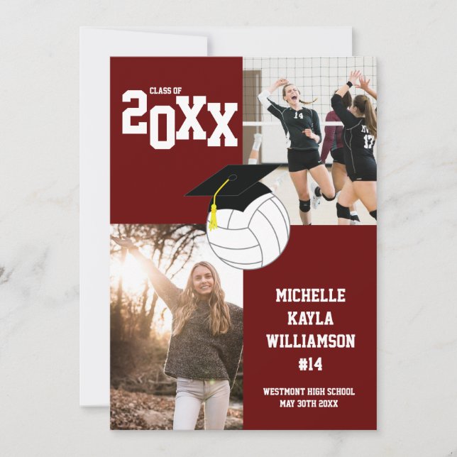 Invitación de marrón deportivo de graduación de vo (Anverso)