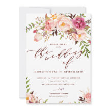 Invitación de Marsala y Boho Boda Jardín de Oro