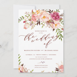 Invitación de Marsala y Boho Boda Jardín de Oro