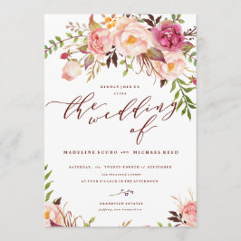Invitación de Marsala y Boho Boda Jardín de Oro