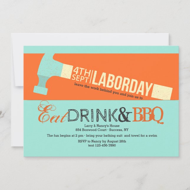 Invitación de martillo por el Día del Trabajo (Anverso)