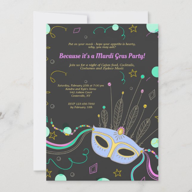 Invitación de Máscara de Carnaval (Anverso)