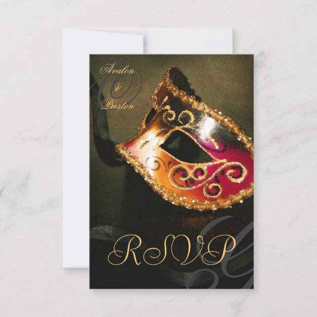 Invitación de Máscara de Mascarada con Remolino de (Anverso)
