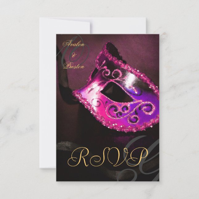 Invitación de Máscara de Mascarada de Remolino Ros (Anverso)