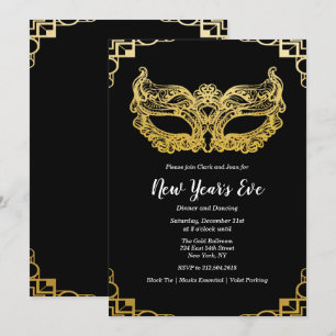 Invitación de Máscara de Oro para la Fiesta de Fin