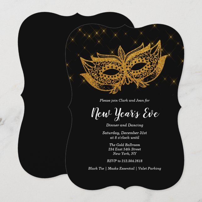 Invitación de Máscara de Oro para la Fiesta de Fin (Anverso / Reverso)
