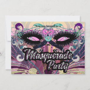 Invitación de Máscara de Pestañas Glam para Fiesta
