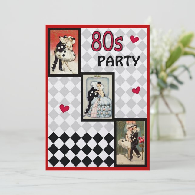 Invitación de mascarada de Pierrot (Anverso de pie)