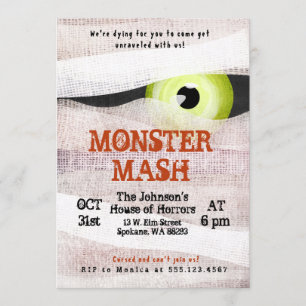 Invitación de Mash Halloween Bash Mummy