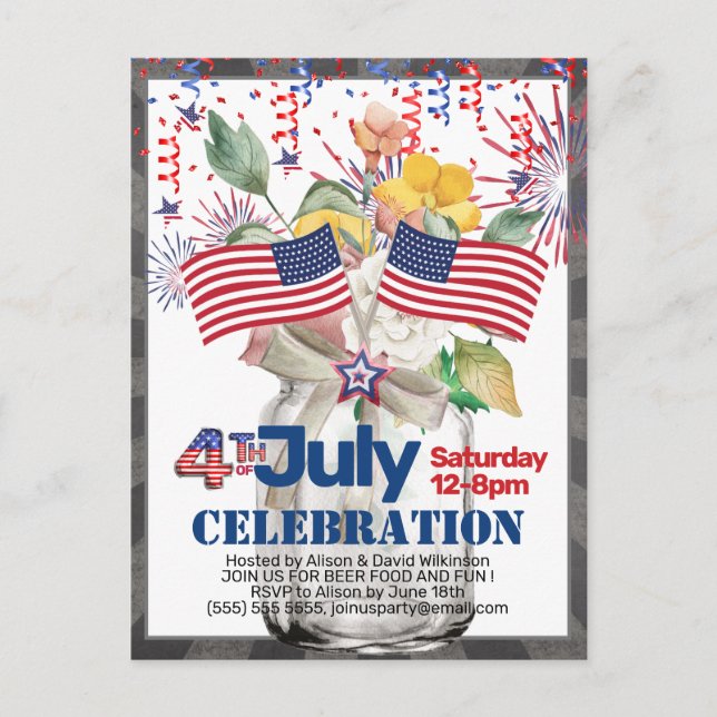 Invitación de Mason Jar, Fiesta de la celebración  (Anverso)