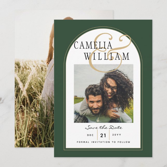 INVITACIÓN DE MATERIA DE FOTO DE ORO VERDE DE JUNI (Anverso / Reverso)