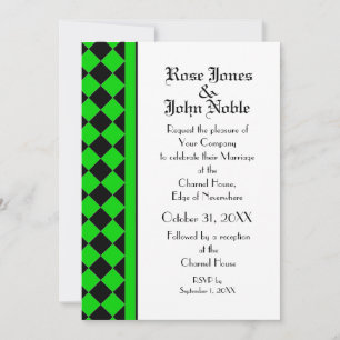 Invitación de matrimonio a ChequerBoard (Lime)
