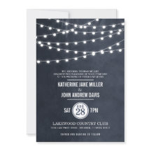 Invitación de matrimonio a las luces de cadena azu
