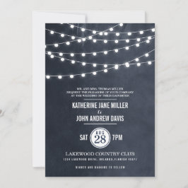 Invitación de matrimonio a las luces de cadena azu