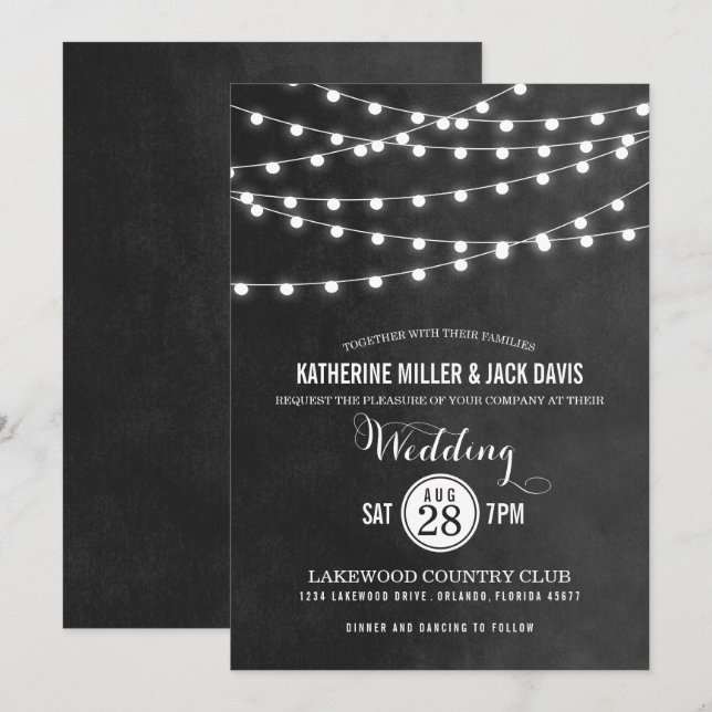Invitación de matrimonio a las luces de cadena de  (Anverso / Reverso)