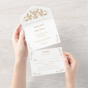 Invitación de matrimonio a mexicanos omitas beiges