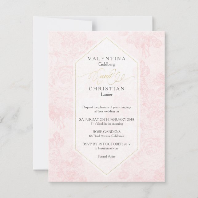 Invitación de matrimonio a Rosas de época (Anverso)