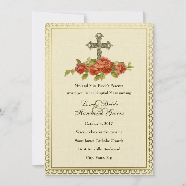 Invitación de matrimonio a Rosas de la Cruz Roja (Anverso)