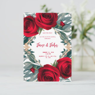 Invitación de matrimonio a Rosas elegantes