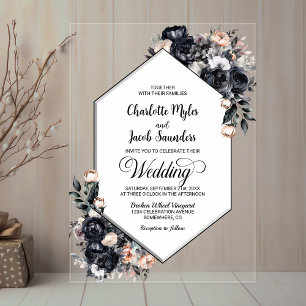 Invitación de matrimonio acrílico floral geométric