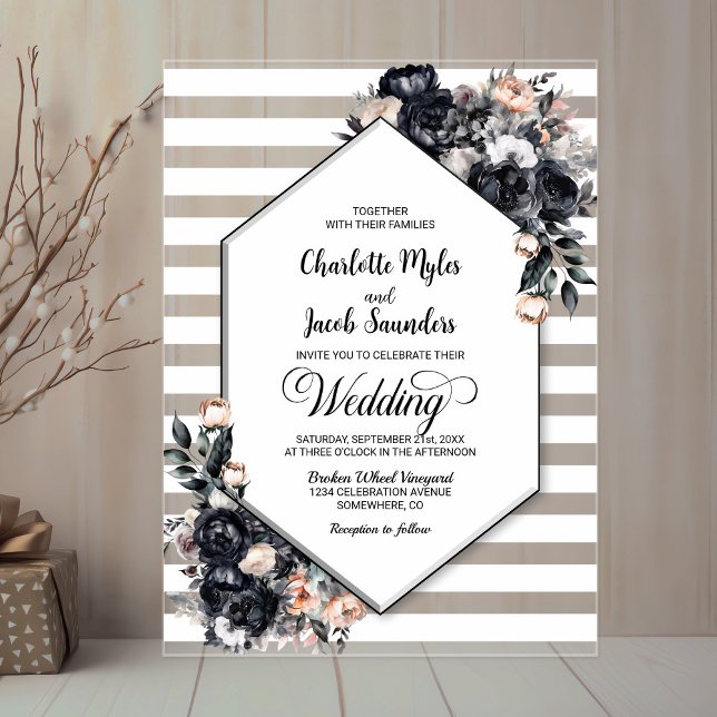 Invitación de matrimonio acrílico floral geométric (Subido por el creador)