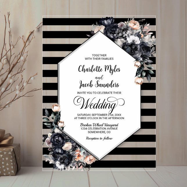 Invitación de matrimonio acrílico floral geométric (Subido por el creador)