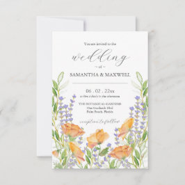 Invitación de matrimonio con floral única de códig